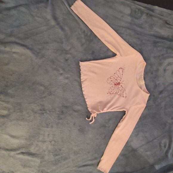 Girl's btween longsleeve top pink butterfly Size 7/8 M - Picture 3 of 3